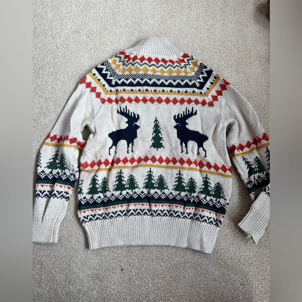 Boys' deer Fair Isle half-zip sweater, size s, nwt